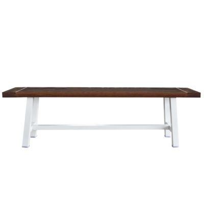 Image showing  Indoor/Outdoor Bench with Acacia Top and Metal Base, 63 in., White