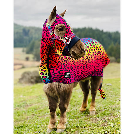 Star Point Horsemanship Rainbow Cheetah Pattern Miniature Horse Lycra Body Suit