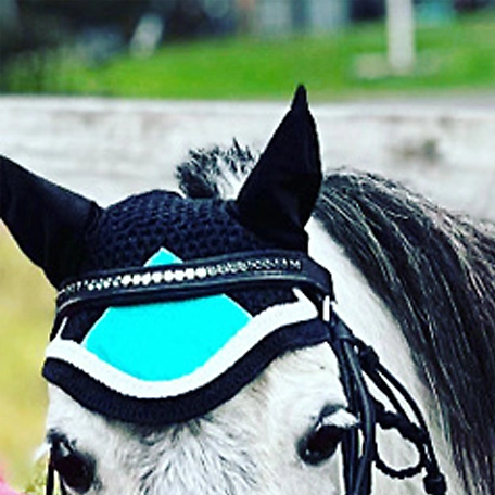 Star Point Horsemanship Miniature Horse/Pony Fly Veil, Teal Sparkle