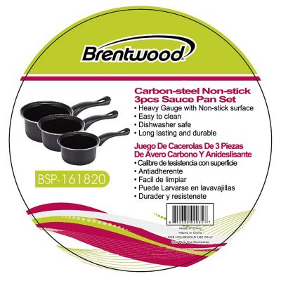 Image showing 6 th Brentwood Select Non-Stick Carbon Steel Saucepan Set, 3 pc.