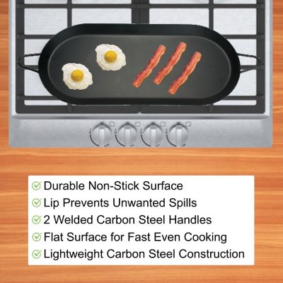 Image showing  18 in. x 8.5 in. Carbon Steel Non-Stick Comal Griddle, Double Burner