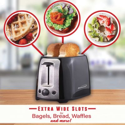 Image showing 7 th Brentwood Select 2-Slice Cool-Touch Toaster with Extra-Wide Slots, Black/Stainless Steel