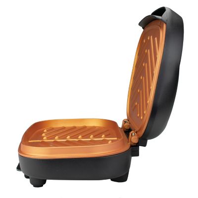 Image showing  2-Serving Non-Stick 750W Indoor Electric Copper Grill and Panini Press, 46 sq. in.