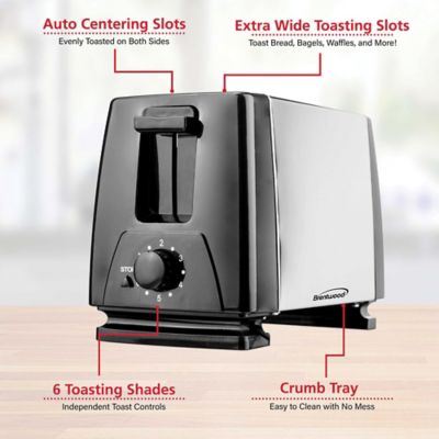 Image showing 8 th Brentwood Select 2-Slice Toaster with Extra-Wide Slots, Silver