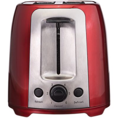 Image showing  Cool-Touch 2-Slice Toaster with Extra-Wide Slots, Red/Stainless Steel