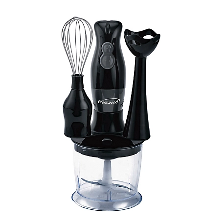 Brentwood Select 2-Speed Hand Blender and Food Processor with Balloon Whisk, Black