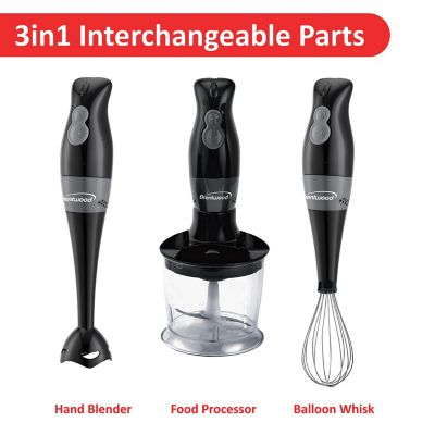 Image showing  2-Speed Hand Blender and Food Processor with Balloon Whisk, Black