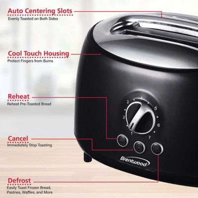 Image showing 9 th Brentwood Select 2-Slice Cool-Touch Retro Toaster with Extra-Wide Slots, Black