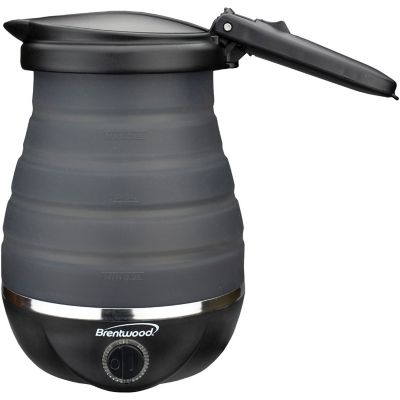 Brentwood Select 0.85 qt. Dual-Voltage Collapsible Travel Kettle, Black