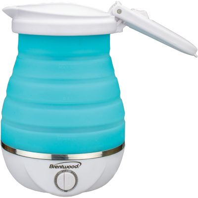 Brentwood Select 0.85 qt. Dual-Voltage Collapsible Travel Kettle, Blue