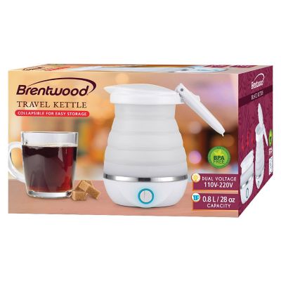 Image showing 6 th Brentwood Select 0.85 qt. Dual-Voltage Collapsible Travel Kettle, White