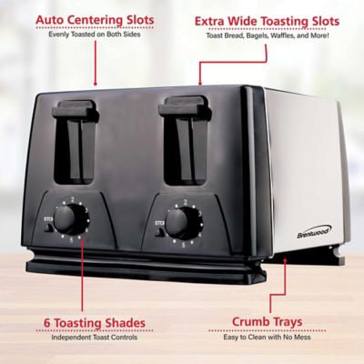 Image showing 9 th Brentwood Select 4-Slice Toaster, Black/Silver
