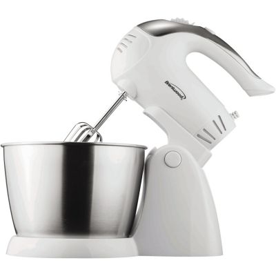 Brentwood Select 5-Speed and Turbo Electric Stand Mixer with Bowl, White