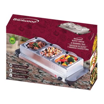 Image showing  4.5 qt. 3-Pan Buffet Server and Warming Tray