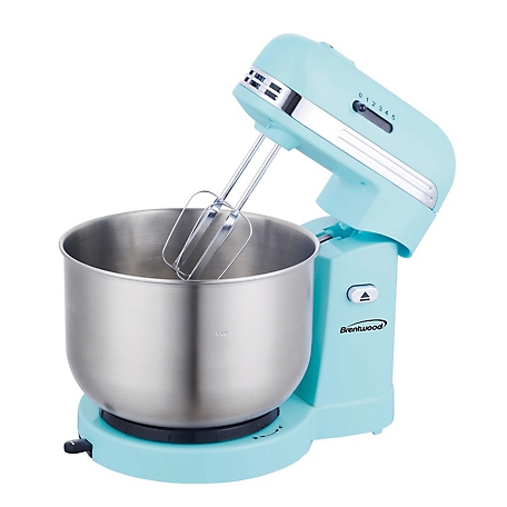 Brentwood Select 5-Speed Stand Mixer with 3 qt. Stainless Steel Mixing Bowl, Blue