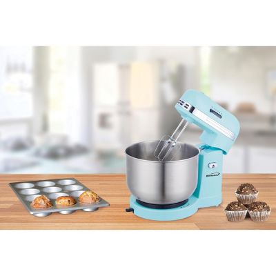 Image showing 8 th Brentwood Select 5-Speed Stand Mixer with 3 qt. Stainless Steel Mixing Bowl, Blue