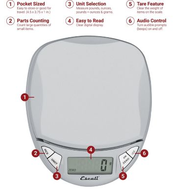 Image showing 6 th Escali 11 lb. Capacity Pico Pocket Scale, Silver