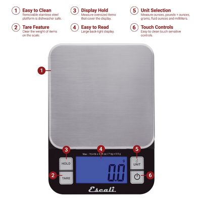 Image showing 5 th Escali 15 lb. Capacity Nutro Digital Food Scale, Silver