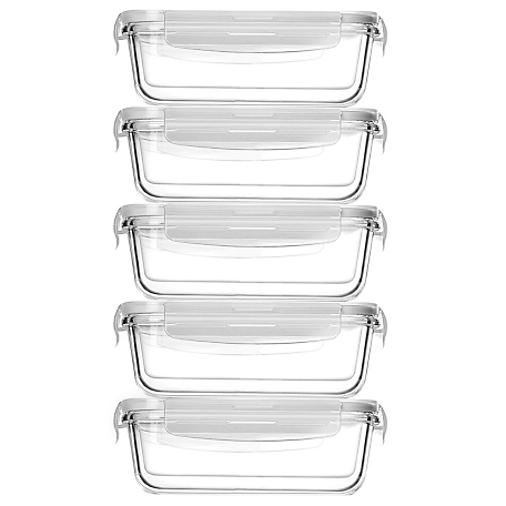 Nutrichef 10-Piece Stackable Borosilicate Glass Food Storage Containers Set
