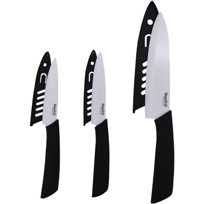 Starfrit Ceramic Knives with Knife Covers, 3 pc. Their eedges have a special microstructure, which would virtualy bite even into a relatively soft tomato
