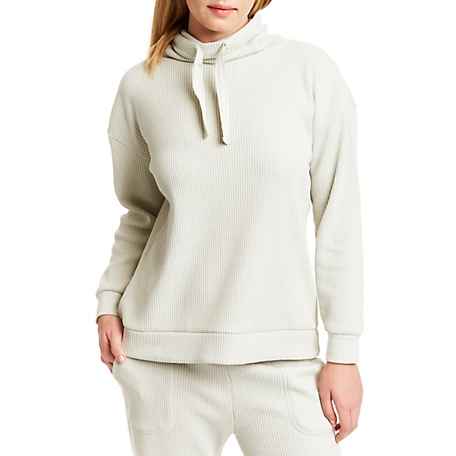 Smith's American Women's Long-Sleeve Waffle Knit Cowl Neck Pullover Top