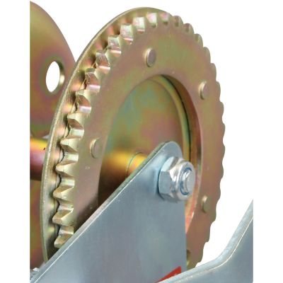 Image showing  Big Red Manual Geared Hand Winch, Zinc-Plated, Single Speed, 1,100 lb. Capacity