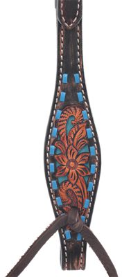 Image showing  Bronco Blue Texas Flower One Ear Headstall