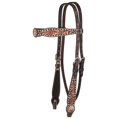 Circle Y 43 in. White Daisy Filigree Browband Headstall