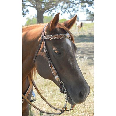 Image showing  43 in. White Daisy Filigree Browband Headstall