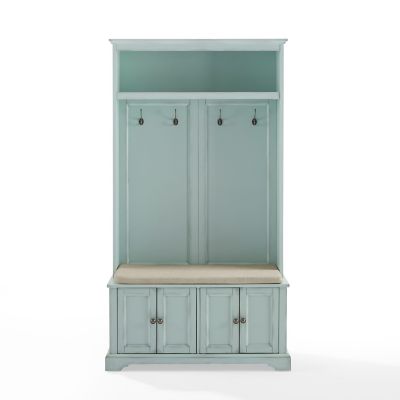 Image showing  4-Double Hook Holbrook MDF Hall Tree, Distressed Seafoam Blue