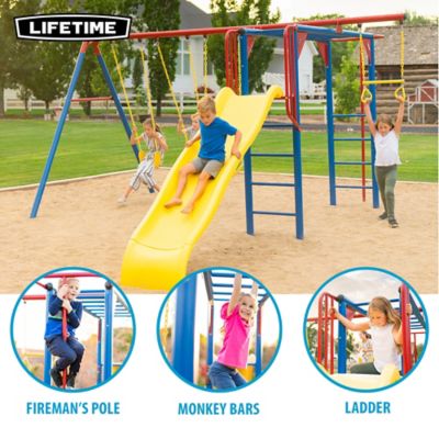 Image showing 5 th Lifetime Monkey Bar Adventure Swing Playset, Primary Colors