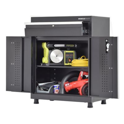 Image showing  30 in. x 18 in. x 36 in. Pre-Assembled Welded Steel Base Storage Cabinet with Drawer, Matte Black