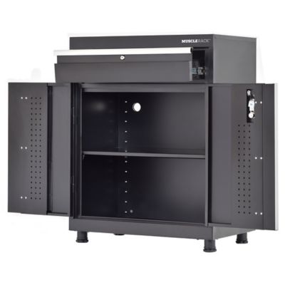 Image showing  30 in. x 18 in. x 36 in. Pre-Assembled Welded Steel Base Storage Cabinet with Drawer, Matte Black