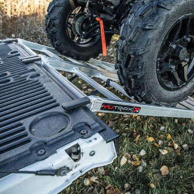 Image showing 5 th Yutrax Silver 69 in. Aluminum Bi-Fold Truck Ramp - TX102