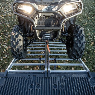 Image showing 6 th Yutrax Silver 69 in. Aluminum Bi-Fold Truck Ramp - TX102