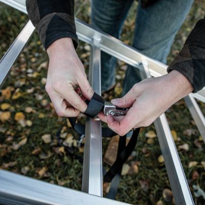 Image showing 8 th Yutrax Silver 69 in. Aluminum Bi-Fold Truck Ramp - TX102