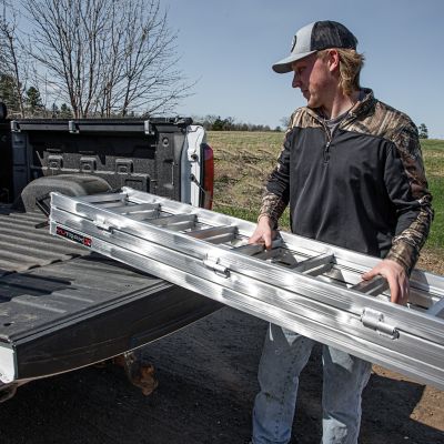 Image showing  Silver 70 in. Aluminum Tri-Fold Truck Ramp - TX103