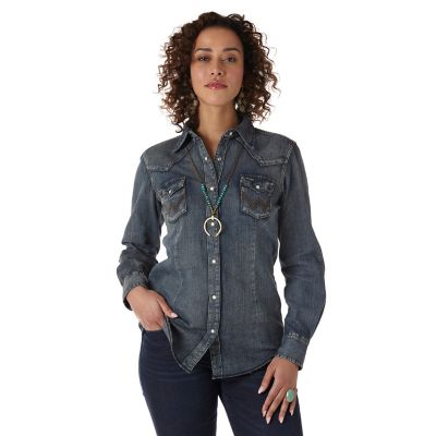 Wrangler Women's Western Denim Snap-Front Shirt