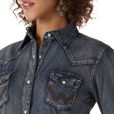 Image showing  Women's Western Denim Snap-Front Shirt