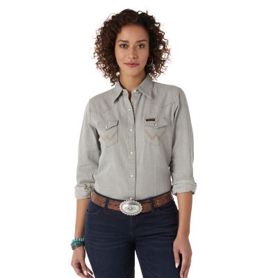 Image showing 0 th Wrangler Women's Western Denim Snap-Front Shirt