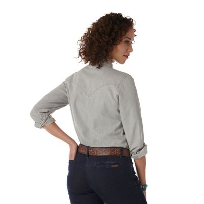 Image showing 1 th Wrangler Women's Western Denim Snap-Front Shirt