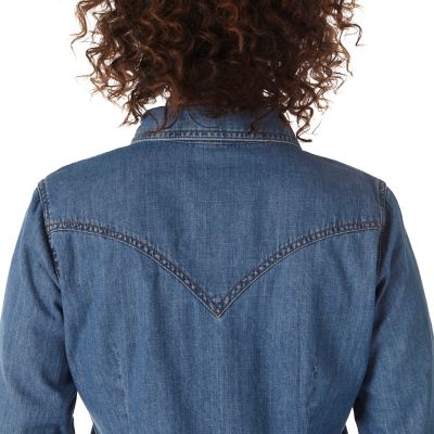 Image showing  Women's Western Denim Snap-Front Shirt
