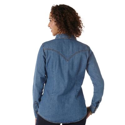 Image showing 1 th Wrangler Women's Western Denim Snap-Front Shirt