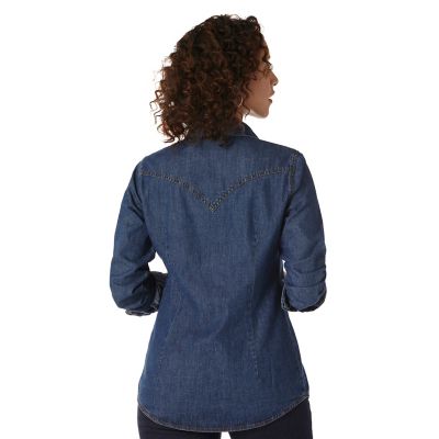 Image showing 1 th Wrangler Women's Western Denim Snap-Front Shirt