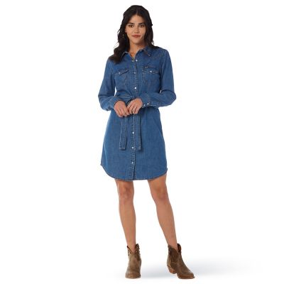 Wrangler Women's Long-Sleeve Western Snap Denim Dress