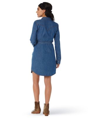 Image showing  Women's Western Snap Long-Sleeve Denim Dress