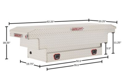 Image showing 9 th Weather Guard 9 cu. ft. Aluminum Extra Deep Standard Profile Crossover Truck Tool Box for Mid-Size Trucks, 62 x 20 x 18in.