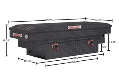 Image showing 9 th Weather Guard 9 cu. ft. Aluminum Extra Deep Standard Profile Crossover Truck Tool Box for Mid-Size Trucks, 62 x 20 x 18in.