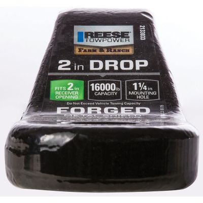 Reese Towpower 2 in. Shank 2 in. Drop 16K lb. Capacity Forged Ball Mount, 1-1/4 in. Ball Hole, 1 in. Rise, 8-1/2 in., Black