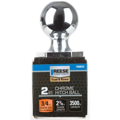 Reese Towpower 2 in. Interlock Hitch Ball, 2-3/8 in. Shank, 3,500 lb. Capacity, Chrome